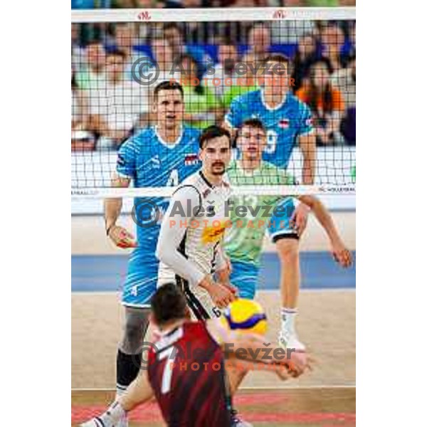 of Slovenia in action during Men’s Volleyball Nations League match between Slovenia and Italy in Ljubljana, Slovenia on July 19, 2025.