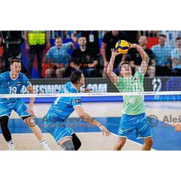 Nejc Najdic of Slovenia in action during Men’s Volleyball Nations League match between Slovenia and Italy in Ljubljana, Slovenia on July 19, 2025