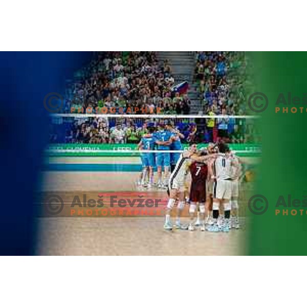 of Slovenia in action during Men’s Volleyball Nations League match between Slovenia and Italy in Ljubljana, Slovenia on July 19, 2025.