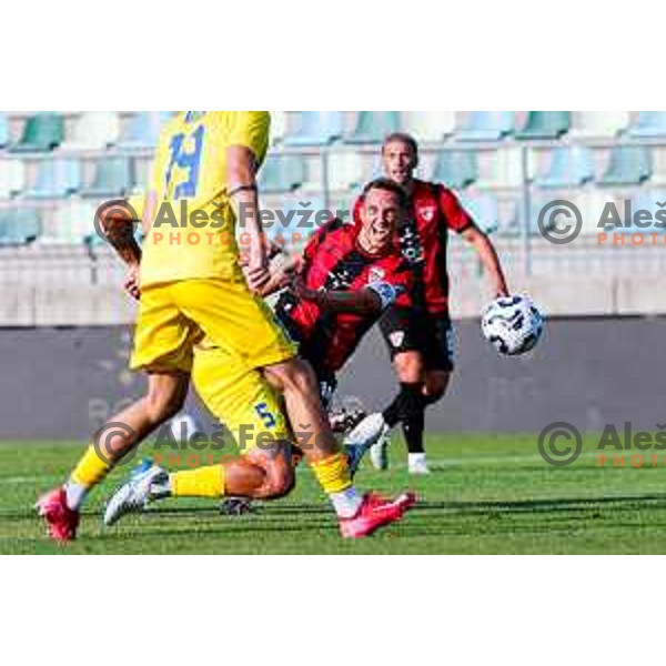 in action during Prva liga Telemach 2025/2026 football match between Primorje and Domzale in Ajdovscina, Slovenia on July 19, 2025