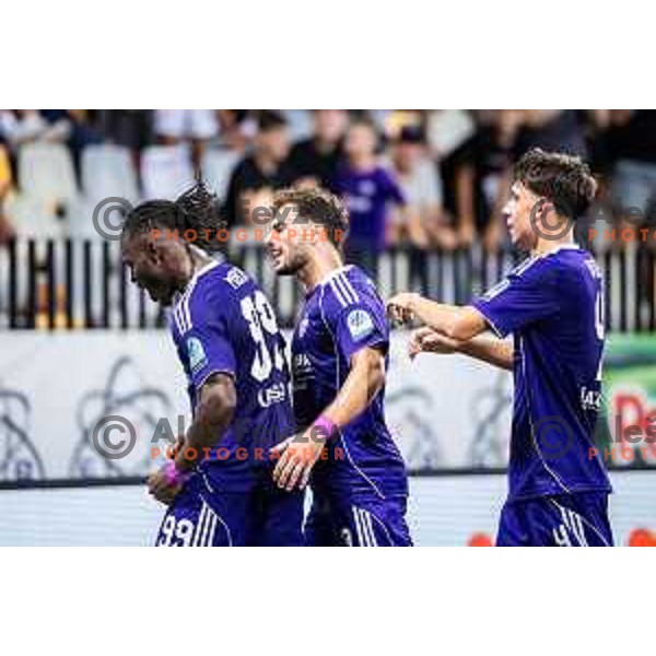 Orphe Mbina celebrates goal during Prva liga Telemach 2025/26 football match between NK Maribor and NK Celje in Maribor, Ljudski vrt, Slovenia on July 20, 2025. Photo: Jure Banfi