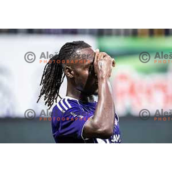 Orphe Mbina celebrates goal during Prva liga Telemach 2025/26 football match between NK Maribor and NK Celje in Maribor, Ljudski vrt, Slovenia on July 20, 2025. Photo: Jure Banfi