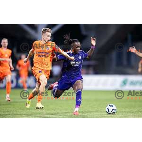 Orphe Mbina in action during Prva liga Telemach 2025/26 football match between NK Maribor and NK Celje in Maribor, Ljudski vrt, Slovenia on July 20, 2025. Photo: Jure Banfi