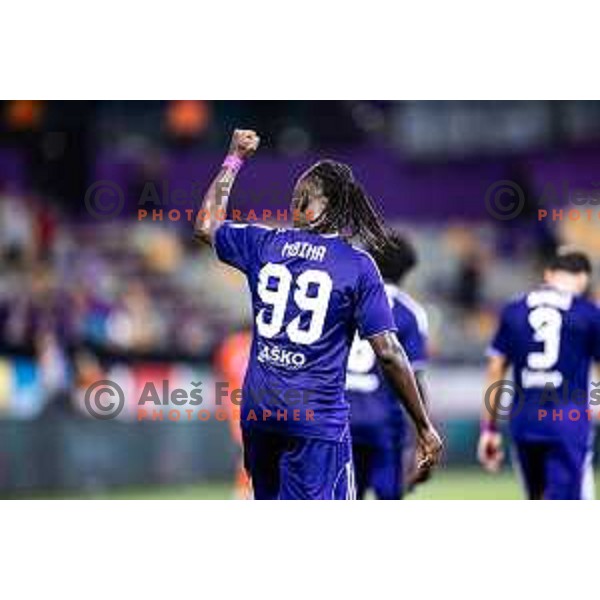 Orphe Mbina celebrates goal during Prva liga Telemach 2025/26 football match between NK Maribor and NK Celje in Maribor, Ljudski vrt, Slovenia on July 20, 2025. Photo: Jure Banfi
