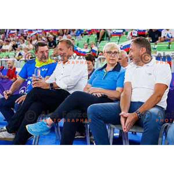 Natasa Pirc Musar president of Slovenia during Men’s Volleyball Nations League match between Slovenia and Serbia in Ljubljana, Slovenia on July 20, 2025. Photo Grega Valancic