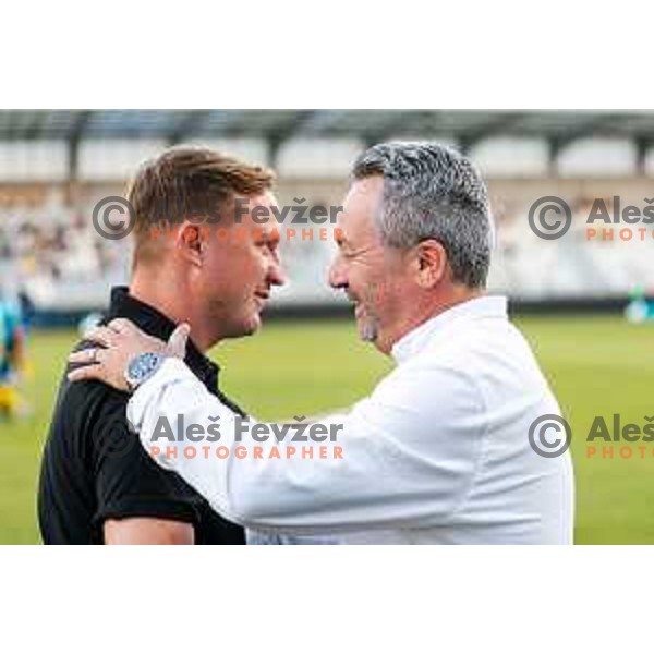Ales Arnol and Slavisa Stojanovic during Prva liga Telemach 2025/2026 football match between Koper and Bravo at Bonifika Stadium in Koper, Slovenia on July 20, 2025