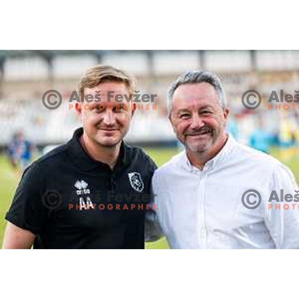 Ales Arnol and Slavisa Stojanovic during Prva liga Telemach 2025/2026 football match between Koper and Bravo at Bonifika Stadium in Koper, Slovenia on July 20, 2025