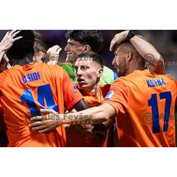 Mario Kvesic celebrates goal during Prva liga Telemach 2025/26 football match between NK Maribor and NK Celje in Maribor, Ljudski vrt, Slovenia on July 20, 2025. Photo: Jure Banfi