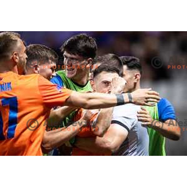 Mario Kvesic celebrates goal during Prva liga Telemach 2025/26 football match between NK Maribor and NK Celje in Maribor, Ljudski vrt, Slovenia on July 20, 2025. Photo: Jure Banfi