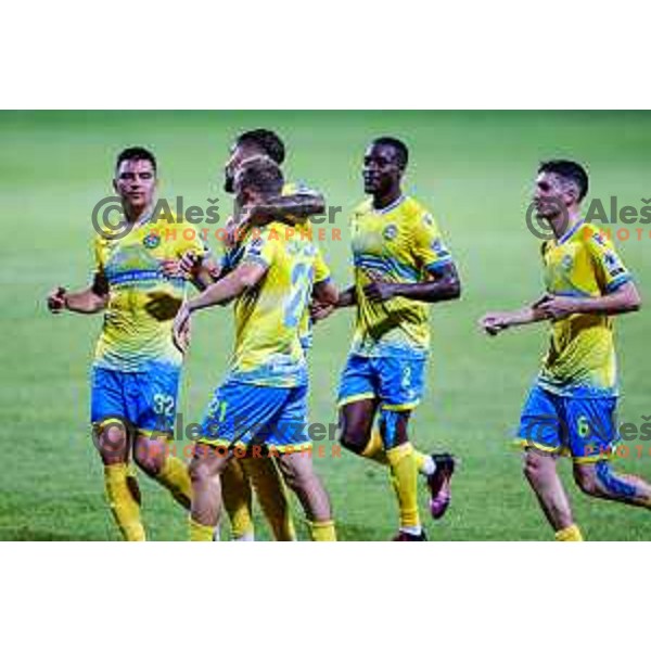 Nik Omladic scores and celebrates a goal during Prva liga Telemach 2025/2026 football match between Koper and Bravo at Bonifika Stadium in Koper, Slovenia on July 20, 2025