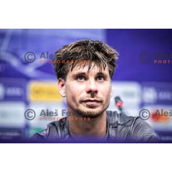 Gregor Sikosek at the press conference after Prva liga Telemach 2025/26 football match between NK Maribor and NK Celje in Maribor, Ljudski vrt, Slovenia on July 20, 2025. Photo: Jure Banfi