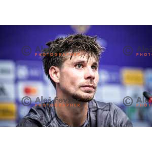 Gregor Sikosek at the press conference after Prva liga Telemach 2025/26 football match between NK Maribor and NK Celje in Maribor, Ljudski vrt, Slovenia on July 20, 2025. Photo: Jure Banfi