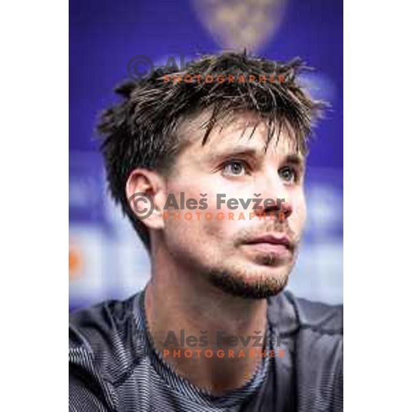 Gregor Sikosek at the press conference after Prva liga Telemach 2025/26 football match between NK Maribor and NK Celje in Maribor, Ljudski vrt, Slovenia on July 20, 2025. Photo: Jure Banfi