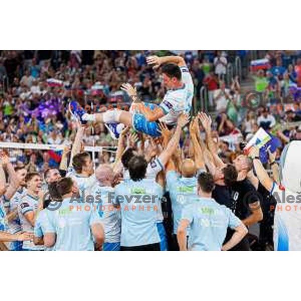 Dejan Vincic during Dejan Vincic farewell after Men’s Volleyball Nations League match between Slovenia and Serbia in Ljubljana, Slovenia on July 20, 2025. Photo Grega Valancic