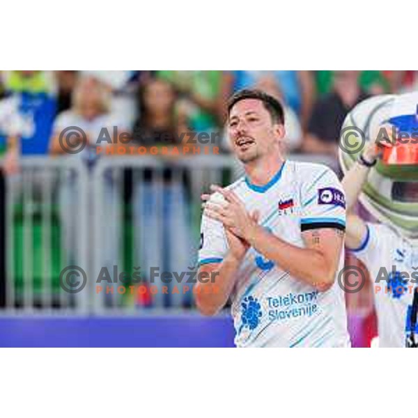 Dejan Vincic during Dejan Vincic farewell after Men’s Volleyball Nations League match between Slovenia and Serbia in Ljubljana, Slovenia on July 20, 2025. Photo Grega Valancic