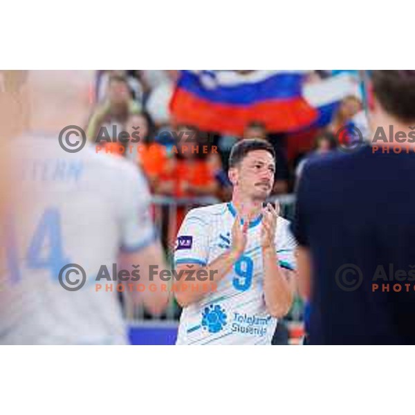 Dejan Vincic during Dejan Vincic farewell after Men’s Volleyball Nations League match between Slovenia and Serbia in Ljubljana, Slovenia on July 20, 2025. Photo Grega Valancic