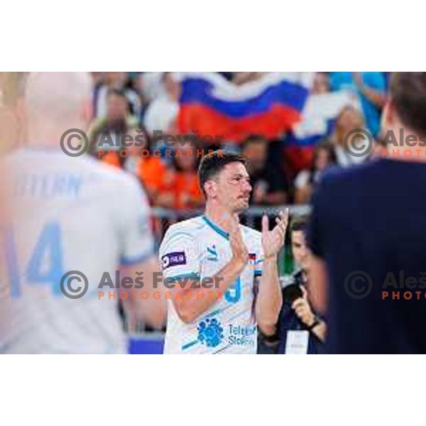 Dejan Vincic during Dejan Vincic farewell after Men’s Volleyball Nations League match between Slovenia and Serbia in Ljubljana, Slovenia on July 20, 2025. Photo Grega Valancic
