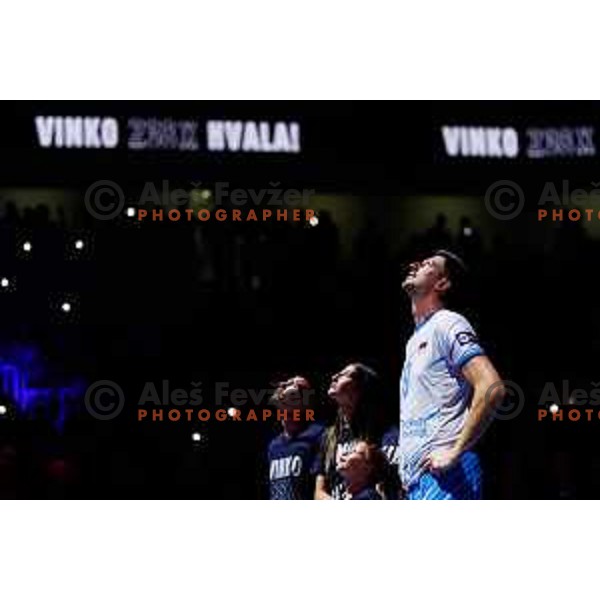 Dejan Vincic during Dejan Vincic farewell after Men’s Volleyball Nations League match between Slovenia and Serbia in Ljubljana, Slovenia on July 20, 2025. Photo Grega Valancic