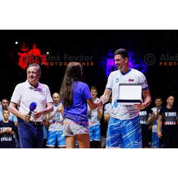 Zoran Jankovic during Dejan Vincic farewell after Men’s Volleyball Nations League match between Slovenia and Serbia in Ljubljana, Slovenia on July 20, 2025. Photo Grega Valancic