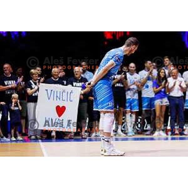 during Dejan Vincic farewell after Men’s Volleyball Nations League match between Slovenia and Serbia in Ljubljana, Slovenia on July 20, 2025. Photo Grega Valancic