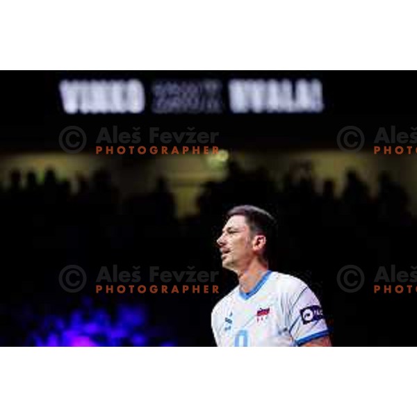 Dejan Vincic during Dejan Vincic farewell after Men’s Volleyball Nations League match between Slovenia and Serbia in Ljubljana, Slovenia on July 20, 2025. Photo Grega Valancic