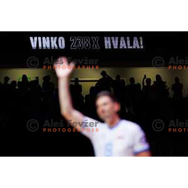 during Dejan Vincic farewell after Men’s Volleyball Nations League match between Slovenia and Serbia in Ljubljana, Slovenia on July 20, 2025. Photo Grega Valancic