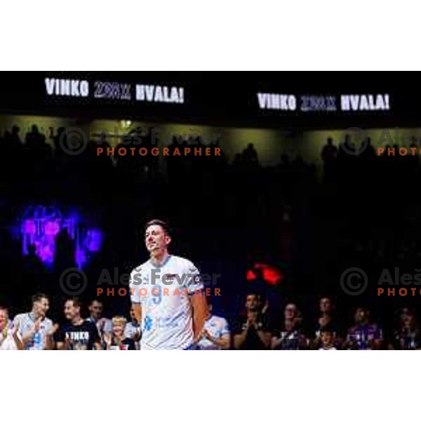Dejan Vincic during Dejan Vincic farewell after Men’s Volleyball Nations League match between Slovenia and Serbia in Ljubljana, Slovenia on July 20, 2025. Photo Grega Valancic