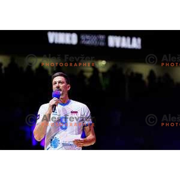 Dejan Vincic during Dejan Vincic farewell after Men’s Volleyball Nations League match between Slovenia and Serbia in Ljubljana, Slovenia on July 20, 2025. Photo Grega Valancic