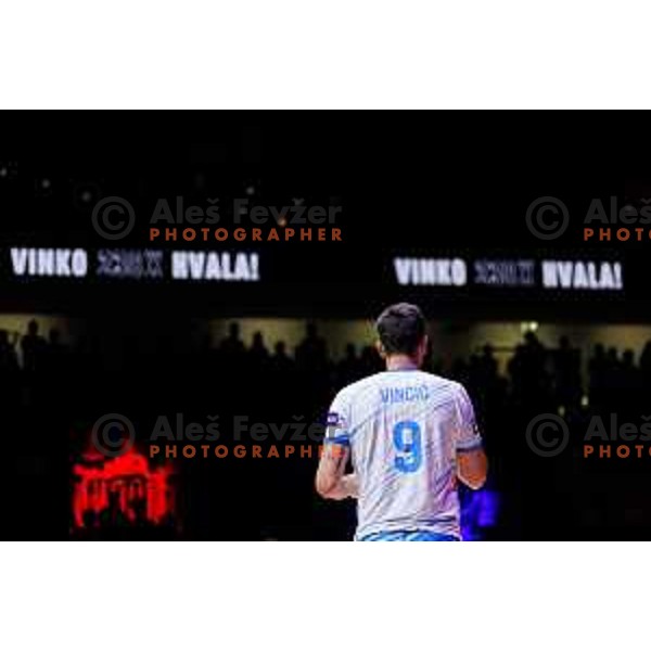Dejan Vincic during Dejan Vincic farewell after Men’s Volleyball Nations League match between Slovenia and Serbia in Ljubljana, Slovenia on July 20, 2025. Photo Grega Valancic