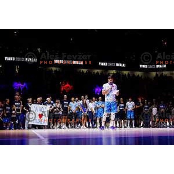 Dejan Vincic during Dejan Vincic farewell after Men’s Volleyball Nations League match between Slovenia and Serbia in Ljubljana, Slovenia on July 20, 2025. Photo Grega Valancic