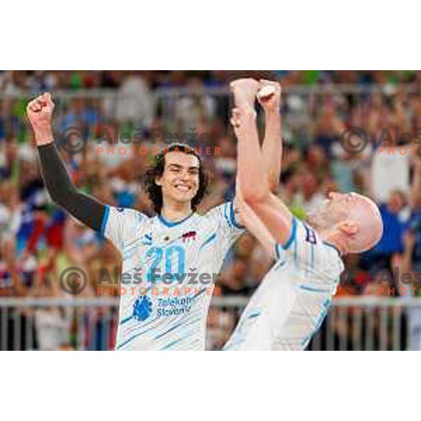 Nik Mujanovic of Slovenia in action during Men’s Volleyball Nations League match between Slovenia and Serbia in Ljubljana, Slovenia on July 20, 2025. Photo Grega Valancic