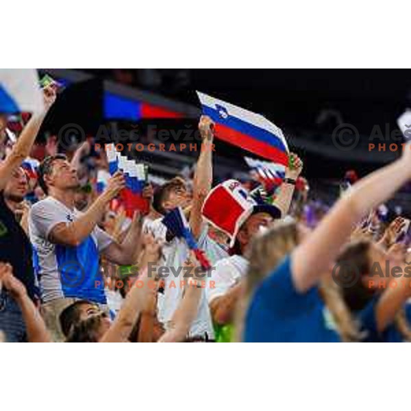 Spectator in action during Men’s Volleyball Nations League match between Slovenia and Serbia in Ljubljana, Slovenia on July 20, 2025. Photo Grega Valancic