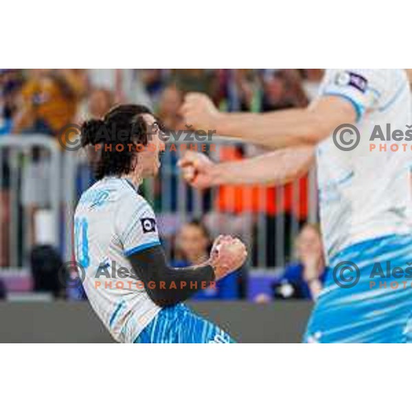 Nik Mujanovic of Slovenia in action during Men’s Volleyball Nations League match between Slovenia and Serbia in Ljubljana, Slovenia on July 20, 2025. Photo Grega Valancic