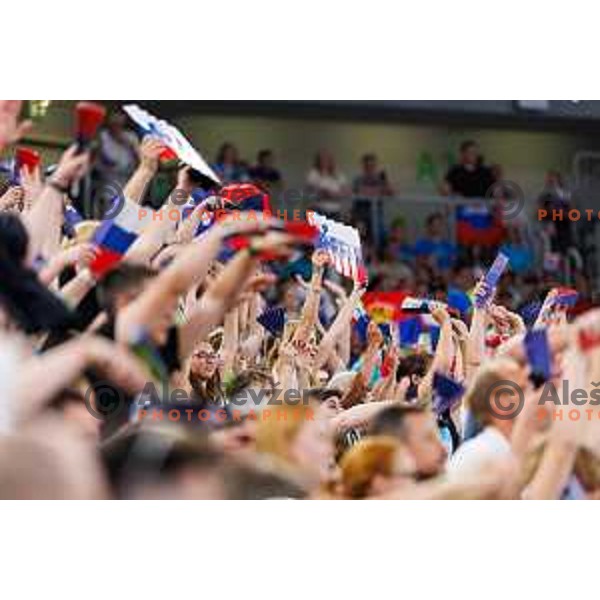 Spectator in action during Men’s Volleyball Nations League match between Slovenia and Serbia in Ljubljana, Slovenia on July 20, 2025. Photo Grega Valancic