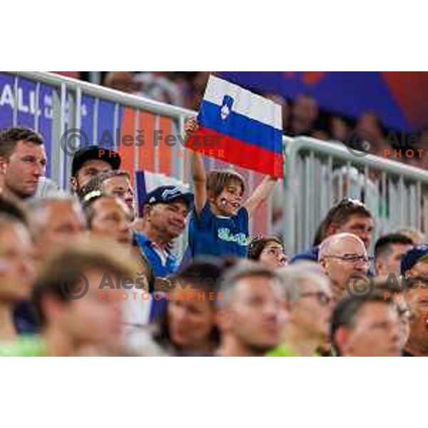 Young spectator in action during Men’s Volleyball Nations League match between Slovenia and Serbia in Ljubljana, Slovenia on July 20, 2025. Photo Grega Valancic