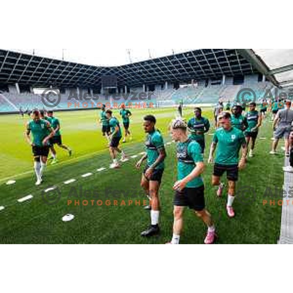 Jost Urbancic of Olimpija during practice session of NK Olimpija before UEFA Conference League play-off in Ljubljana, Slovenia on July 22, 2025