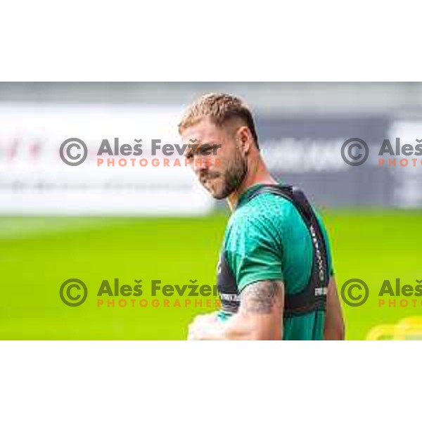 Pedro Lucas of Olimpija during practice session of NK Olimpija before UEFA Conference League play-off in Ljubljana, Slovenia on July 22, 2025