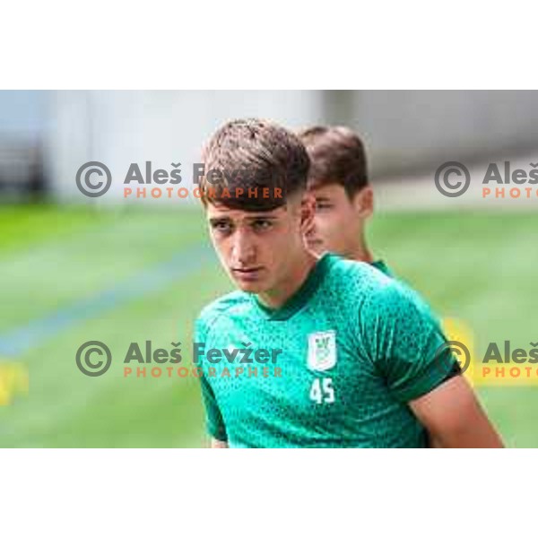 Mateo Acimovic of Olimpija during practice session of NK Olimpija before UEFA Conference League play-off in Ljubljana, Slovenia on July 22, 2025