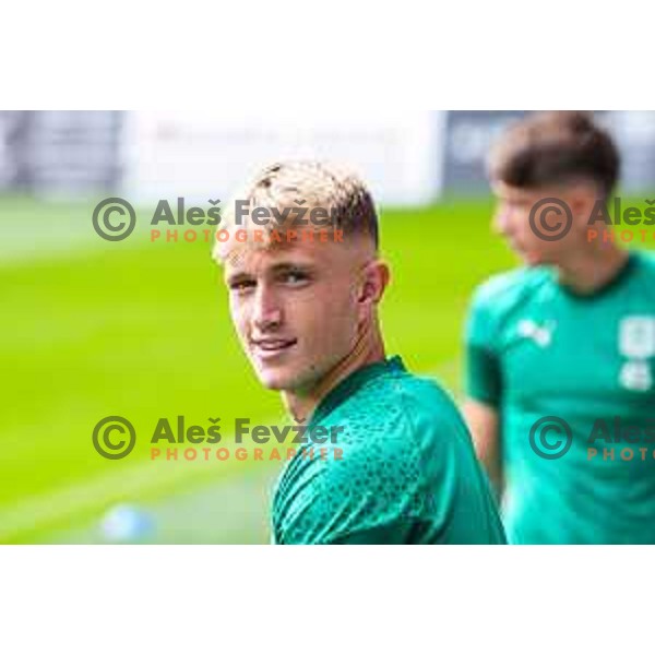 Dino Kojic of Olimpija during practice session of NK Olimpija before UEFA Conference League play-off in Ljubljana, Slovenia on July 22, 2025