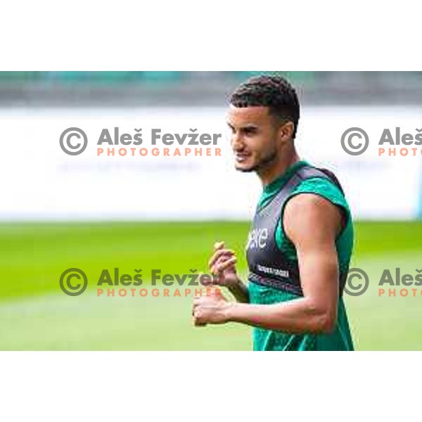 Reda Boultam of Olimpija during practice session of NK Olimpija before UEFA Conference League play-off in Ljubljana, Slovenia on July 22, 2025