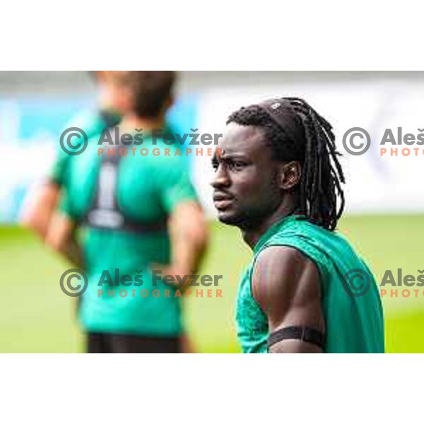 Peter Agba of Olimpija during practice session of NK Olimpija before UEFA Conference League play-off in Ljubljana, Slovenia on July 22, 2025