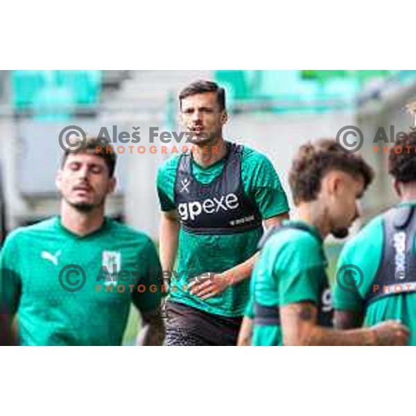 Ahmet Muhamedbegovic of Olimpija during practice session of NK Olimpija before UEFA Conference League play-off in Ljubljana, Slovenia on July 22, 2025