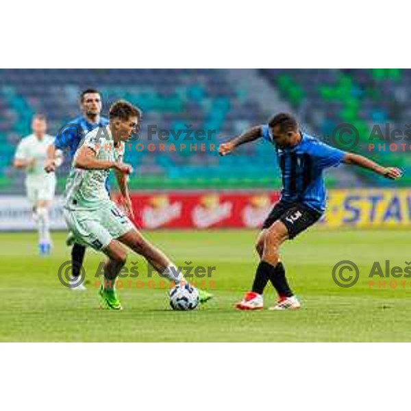 Mateo Acimovic of NK Olimpija Ljubljana in action during UEFA Conference League 2025/2026 second qualifying round match between Olimpija Ljubljana and Inter Escaldes in SRC Stozice, Ljubljana, Slovenia on July 23, 2025. Photo Grega Valancic