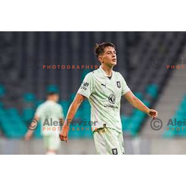 Mateo Acimovic of NK Olimpija Ljubljana during UEFA Conference League 2025/2026 second qualifying round match between Olimpija Ljubljana and Inter Escaldes in SRC Stozice, Ljubljana, Slovenia on July 23, 2025. Photo Grega Valancic