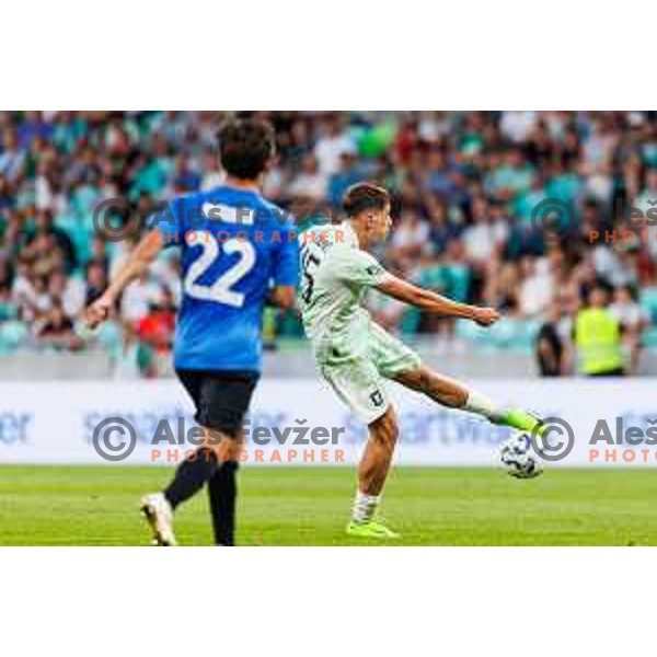 Mateo Acimovic of NK Olimpija Ljubljana during UEFA Conference League 2025/2026 second qualifying round match between Olimpija Ljubljana and Inter Escaldes in SRC Stozice, Ljubljana, Slovenia on July 23, 2025. Photo Grega Valancic