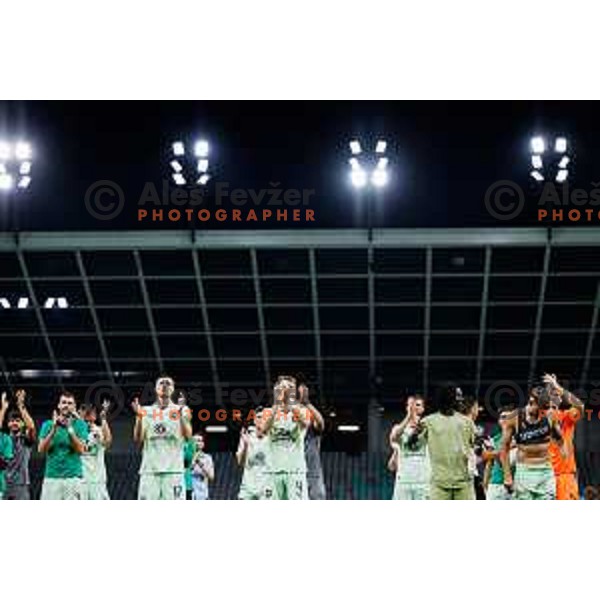 Players of NK Olimpija during UEFA Conference League 2025/2026 second qualifying round match between Olimpija Ljubljana and Inter Escaldes in SRC Stozice, Ljubljana, Slovenia on July 23, 2025. Photo Grega Valancic