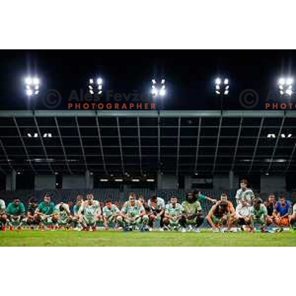 Players of NK Olimpija during UEFA Conference League 2025/2026 second qualifying round match between Olimpija Ljubljana and Inter Escaldes in SRC Stozice, Ljubljana, Slovenia on July 23, 2025. Photo Grega Valancic