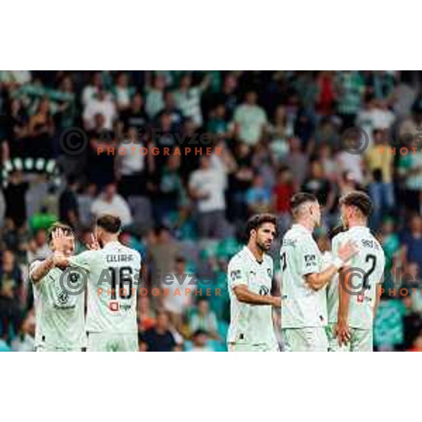 Players of NK Olimpija during UEFA Conference League 2025/2026 second qualifying round match between Olimpija Ljubljana and Inter Escaldes in SRC Stozice, Ljubljana, Slovenia on July 23, 2025. Photo Grega Valancic