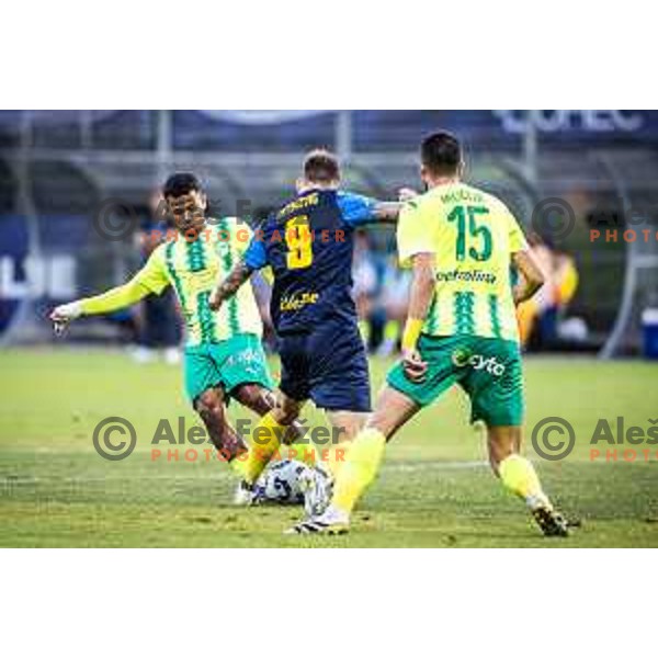in action during UEFA Europa League 2025/26 qualifier football match between NK Celje (SLO) and AEK Larnaca FC (CYP) in Stadion z’dezele, Celje, Slovenia on July 24, 2025. Photo: Jure Banfi