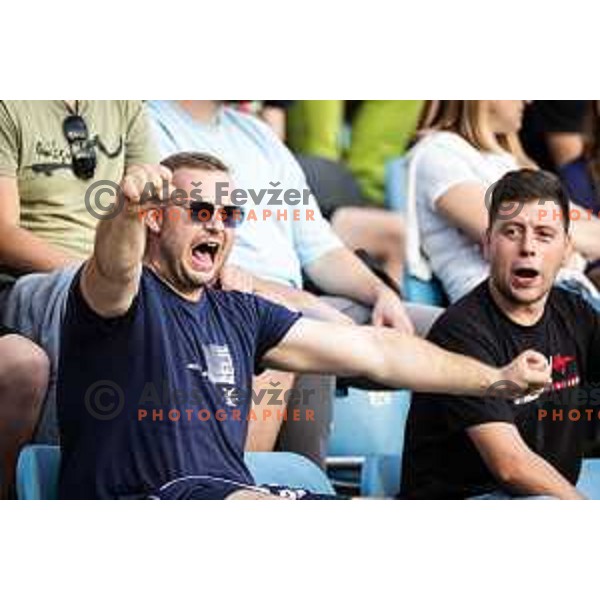 Fans of NK Celje during UEFA Europa League 2025/26 qualifier football match between NK Celje (SLO) and AEK Larnaca FC (CYP) in Stadion z’dezele, Celje, Slovenia on July 24, 2025. Photo: Jure Banfi